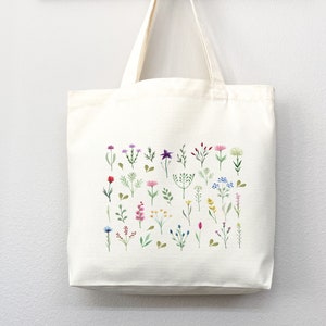 Floral Tote Bag: Wildflower Canvas Eco-Friendly Reusable Bag