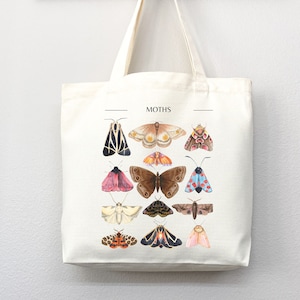 Moth Tote Bag, Moth Bag,tote bag canvas,eco friendly bag,aesthetic tote,reusable bag,cottagecore bag,butterfly gift,cute tote bag,goblincore