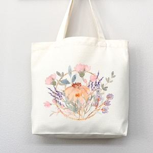 Watercolor Wildflower Tote Bag: Eco-Friendly Canvas Reusable Bag
