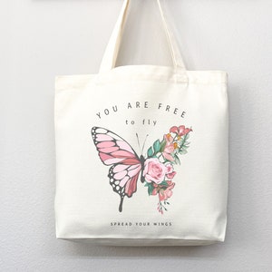 Butterfly Tote Bag, Artsy Tote Bag, Art Tote Bag, Inspirational Tote ...