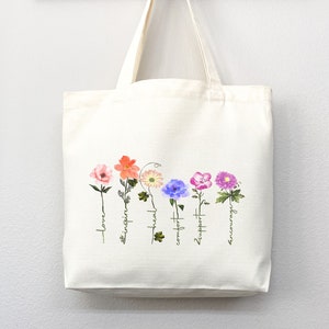 Floral Tote Bag flower tote canvas wildflower bag eco friendly bag aesthetic tote bag reusable bag gift for plant lover tote flower bag cute