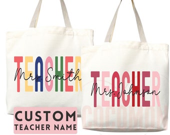 Teacher Appreciation Gift Tote Bag Canvas Custom Teacher Gift Personalized School Bag Gifted Teacher Tote Reusable Bag School Campus Bag