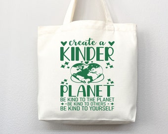 Eco Friendly Canvas Tote Bag: Kinder Planet Design