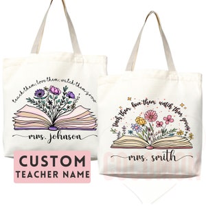 Teacher Appreciation Gift Tote Bag Canvas Custom Teacher Gift Personalized School Bag Gifted Teacher Tote Reusable Bag School Campus Bag