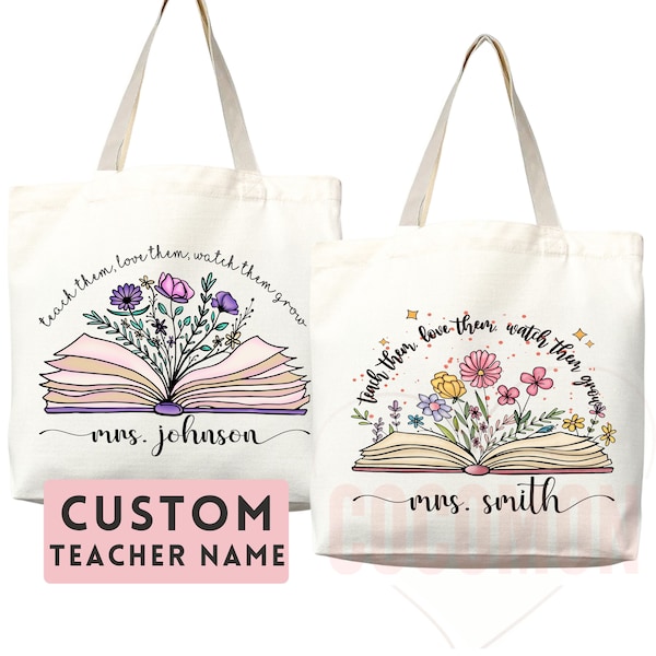 Teacher Appreciation Gift Tote Bag Canvas Custom Teacher Gift Personalized School Bag Gifted Teacher Tote Reusable Bag School Campus Bag