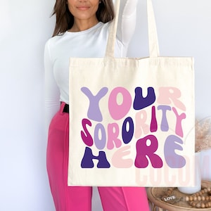 Custom Sorority Tote Bag Gift Rush Initiation Bid Day Big Little Gift Custom Name Sorority Gift College Tote Bag Personalized Gift For Her image 4