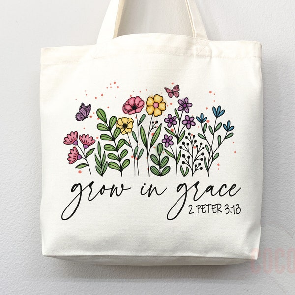 Floral Faith Canvas Tote Bag: Christian Scripture Gift