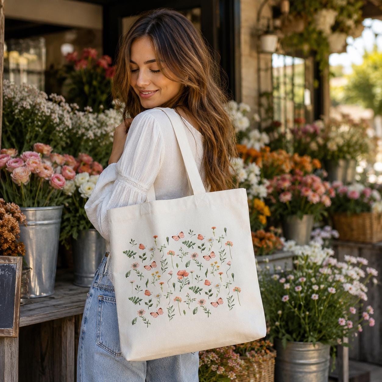 Wildflower Tote Bag: Floral Canvas Eco-friendly Reusable Bag - Etsy