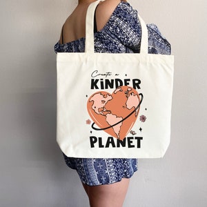 Eco friendly bag, Kinder Planet Bag, reusable bag, thank you bag, Grocery bag,grocery tote,aesthetic tote bag,everyday bag, school tote bag image 4