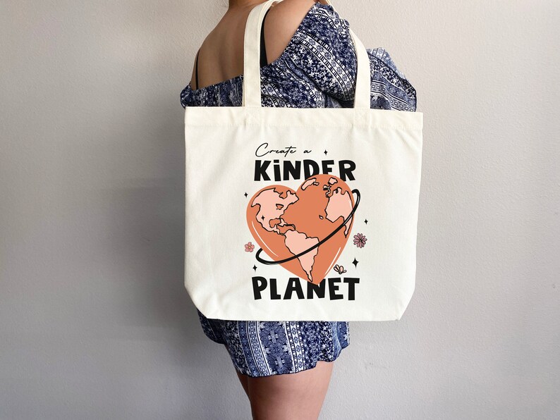 Eco friendly bag, Kinder Planet Bag, reusable bag, thank you bag, Grocery bag,grocery tote,aesthetic tote bag,everyday bag, school tote bag image 4