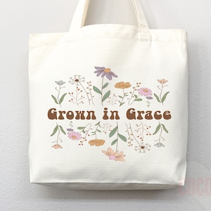 Faith Tote Bag: Christian Scripture Gift, Floral Canvas Shopper