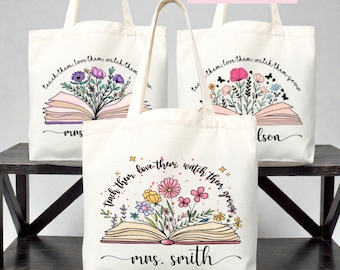 Teacher Appreciation Gift Tote Bag Canvas Custom Teacher Gift Personalized School Bag Gifted Teacher Tote Reusable Bag School Campus Bag
