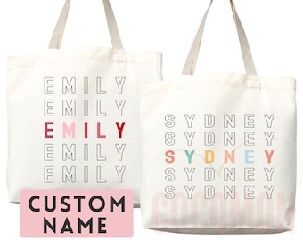 Personalized Name Tote Bag: Natural Canvas Shopper with Custom Name Design