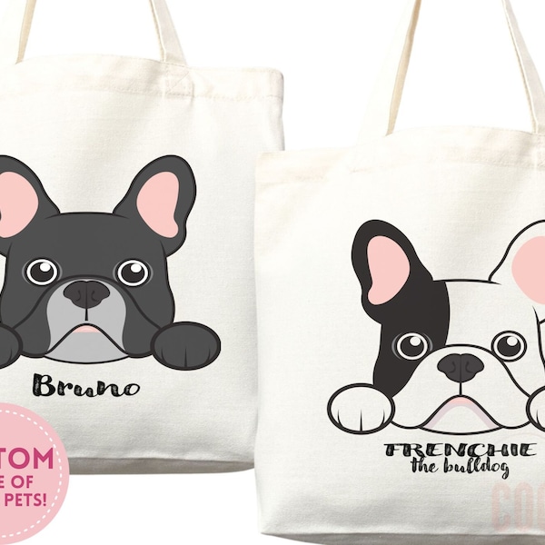 Personalized Dog Mom Tote Bag French Bulldog Lover Custom Dog Lover Gift Tote Bag Reusable Bag Puppy Owner Gift Personalized Dog Lover Gift
