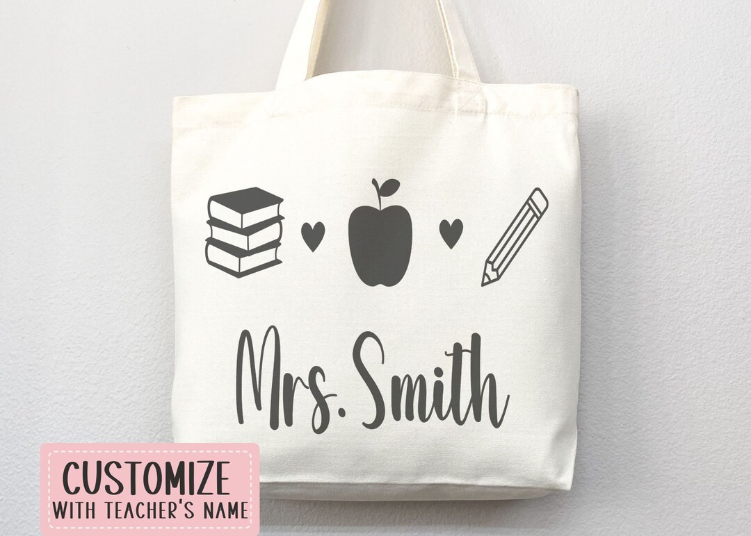 Personalized Teacher Tote Bag Custom Teacher Tote Bag Custom Teacher ...