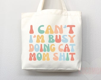 Cat Mom Tote Bag Gift For Cat Mom Animal Lover Tote Shopper Cat Lover Bag New Cat Mom Gift for Her Kitten Mom Tote Shopper Women's Tote Bag