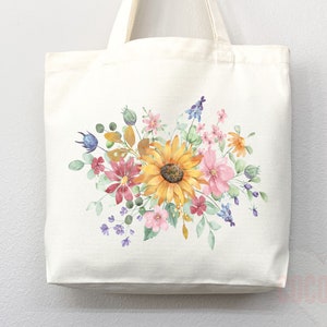 Floral Tote Flower Bag Gift for Floral Lover Flower Lover Gift Bag Womens Tote for Her Cute Tote Bag Reusable Bag Eco Friendly Tote Shopper