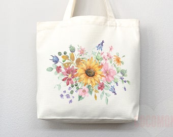 Floral Tote Flower Bag Gift for Floral Lover Flower Lover Gift Bag Womens Tote for Her Cute Tote Bag Reusable Bag Eco Friendly Tote Shopper