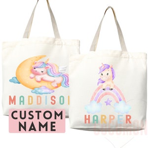 Sac fourre-tout personnalisé prénom licorne Sac fourre-tout prénom personnalisé cabas personnalisé Cadeau prénom personnalisé pour elle Sac enfant Sac d'école pour enfant