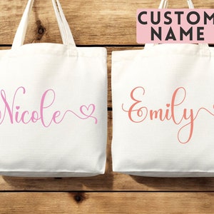Sac prénom personnalisé Sac fourre-tout prénom personnalisé Cadeau personnalisé Sac de demoiselles d'honneur cadeau Cabas femme Sac prénom personnalisé Cadeau personnalisé pour elle