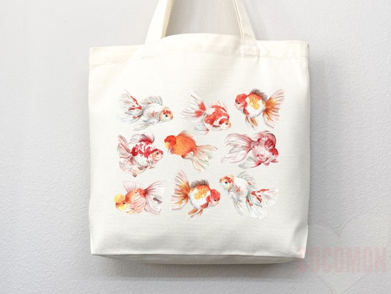 Luxury-Inspired Funny Canvas Tote Bag Women Holiday Gift Large Eco-Friendly Styl Goldfish Canvas Tote Bag: Eco-friendly Reusable Shopper - Etsy main image 3