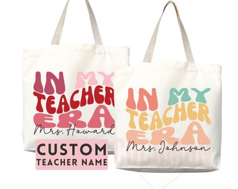 Teacher Appreciation Gift Tote Bag Canvas Custom Teacher Gift Personalized School Bag Gifted Teacher Tote Reusable Bag School Campus Bag