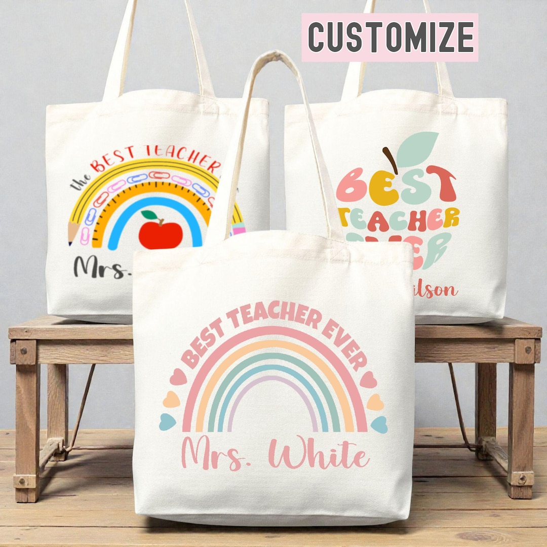 Personalized Teacher Tote Bag Custom Teacher Tote Bag Custom Teacher ...