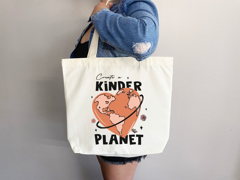 Eco friendly bag, Kinder Planet Bag, reusable bag, thank you bag, Grocery bag,grocery tote,aesthetic tote bag,everyday bag, school tote bag image 3