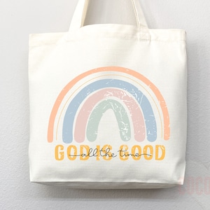 Faith Tote Bag: Christian Canvas Shopper with Rainbow