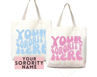 Custom Sorority Tote Bag Gift Rush Initiation Bid Day Big Little Gift Custom Name Sorority Gift College Tote Bag Personalized Gift For Her