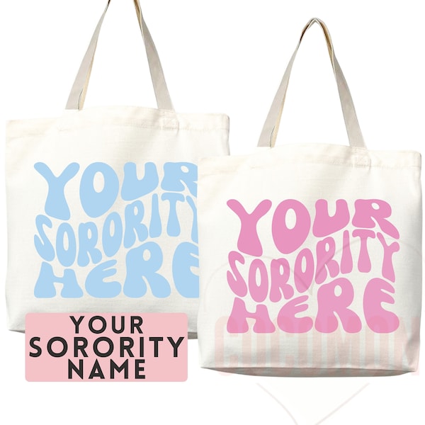 Custom Sorority Tote Bag Gift Rush Initiation Bid Day Big Little Gift Custom Name Sorority Gift College Tote Bag Personalized Gift For Her