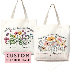 Teacher Appreciation Gift Tote Bag Canvas Custom Teacher Gift Personalized School Bag Gifted Teacher Tote Reusable Bag School Campus Bag