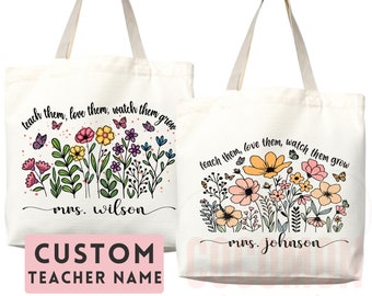 Teacher Appreciation Gift Tote Bag Canvas Custom Teacher Gift Personalized School Bag Gifted Teacher Tote Reusable Bag School Campus Bag