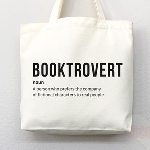 Booktrovert Tote Bag, Book Lovers Tote, Gift for Book Lover, Gift For Bookworms, Gift For Teachers, Readers' Tote,Library Tote,aesthetic bag