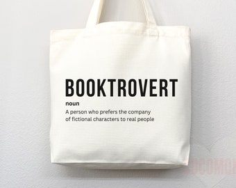 Booktrovert Tote Bag, Book Lovers Tote, Gift for Book Lover, Gift For Bookworms, Gift For Teachers, Readers' Tote,Library Tote,aesthetic bag