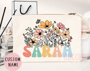 Personalized Cosmetic Pouch Custom Makeup Bag Gift Custom Make Up Pouch Women Teen Birthday Gift Monogram Cosmetic Bag Bridesmaid Gift Idea