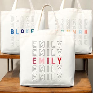 Personalized Everyday Tote Bag with Custom Name | Canvas Carryall Gift for Women, Reusable Name Tote