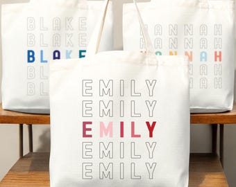 Personalized Everyday Tote Bag with Custom Name | Canvas Carryall Gift for Women, Reusable Name Tote