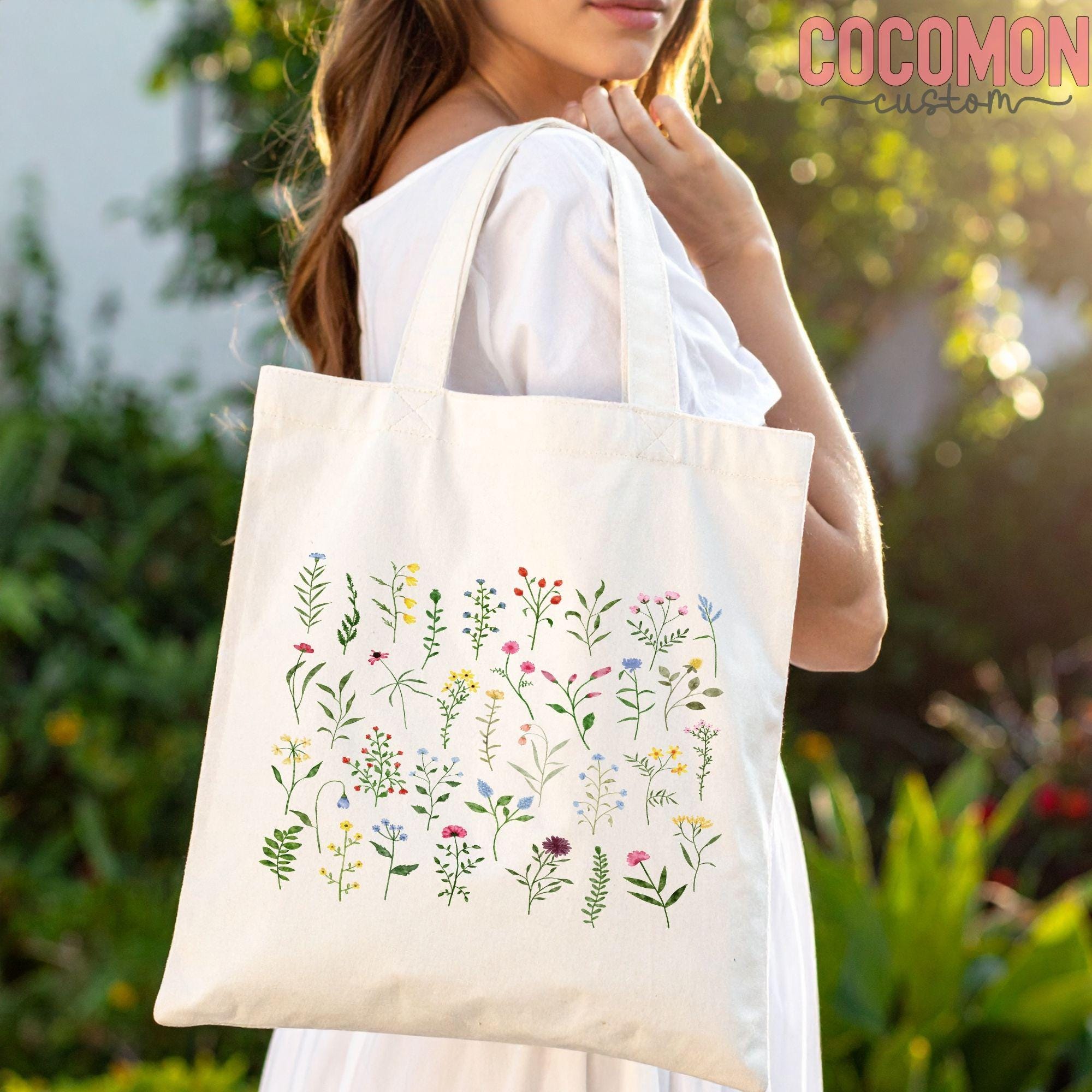 Wildflower Tote Bag: Floral Canvas Eco-friendly Reusable Bag - Etsy