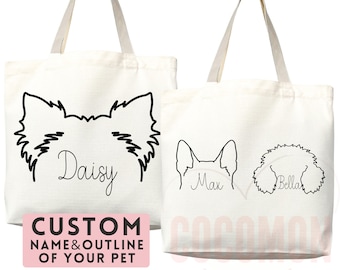 Personalized Dog Mom Tote Bag Custom Dog Lover Gift Tote Bag Reusable Bag Puppy Owner Gift Personalized Dog Lover Gift Animal Lover Gift Bag