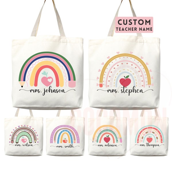 Teacher Appreciation Gift Tote Bag Canvas Custom Teacher Gift Personalized School Bag Gifted Teacher Tote Reusable Bag School Campus Bag