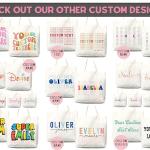 Personalized Name Tote Bag Custom Name Tote Bag Custom Tote Shopper Womens Bag Customized Name Gift For Her Kids Bag School Bag For Kids image 10