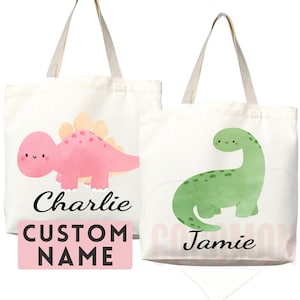 Sac fourre-tout personnalisé avec prénom, cadeau dinosaure Sac fourre-tout personnalisé avec prénom, sac cabas personnalisé, prénom personnalisé, retour à l'école, sac enfant, sac d'école pour enfants
