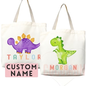 Sac fourre-tout personnalisé avec prénom, cadeau dinosaure Sac fourre-tout personnalisé avec prénom, sac cabas personnalisé, prénom personnalisé, retour à l'école, sac enfant, sac d'école pour enfants