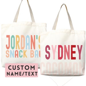 Sac fourre-tout personnalisé avec prénom Sac fourre-tout personnalisé avec prénom personnalisé Sac shopping femme Cadeau prénom personnalisé pour elle Sac enfant Cartable pour enfant