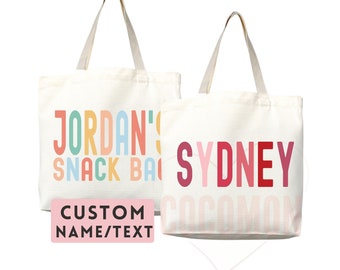 Personalized Name Tote Bag Custom Name Tote Bag Custom Tote Shopper Womens Bag Customized Name Gift For Her Kids Bag School Bag For Kids