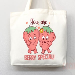 Strawberry Tote Bag Strawberry Lover Gift Spring Tote Shopper Summer Bag Eco Friendly Bag Reusable Grocery Tote Cute Tote Farmers Market Bag