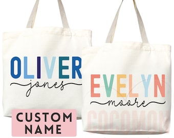 Personalized Name Tote Bag Custom Name Tote Bag Custom Tote Shopper Womens Bag Customized Name Gift For Her Kids Bag School Bag For Kids