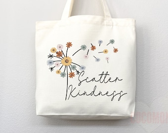 Floral Kindness Tote Bag: Reusable Canvas Shopper