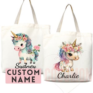 Sac fourre-tout personnalisé prénom licorne Sac fourre-tout prénom personnalisé cabas personnalisé Cadeau prénom personnalisé pour elle Sac enfant Sac d'école pour enfant